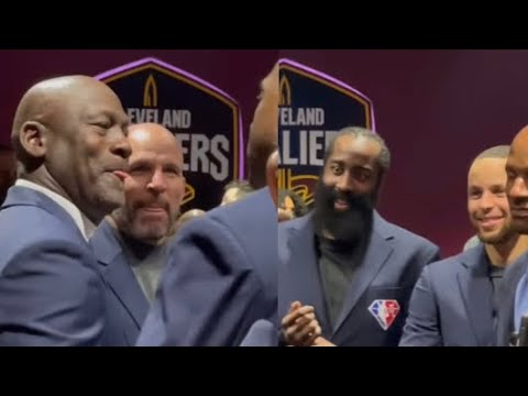 Michael Jordan & Magic Johnson being ADMIRED by Stephen Curry & James Harden at All Star Game!