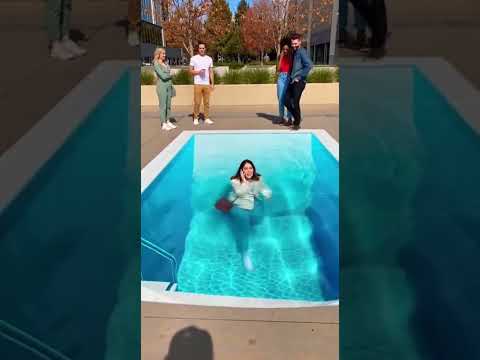 She thought it was a painting! 😂 But it's REAL water! 💦