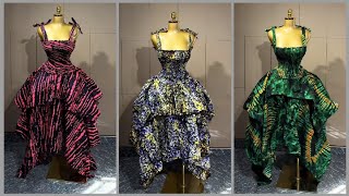 DIY: How To Cut And Sew This Trendy Ankara Smokey /shirred layered Handkerchief Dress For Beginners 