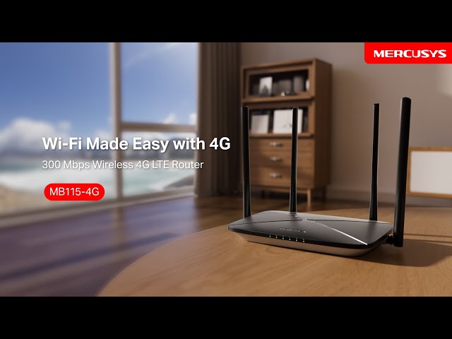 Vídeo relacionado con Mercusys MB115-4G 300 Mbps Wireless N 4G LTE Router, WiFi 300 Mbps + SIM Instantáneo + 4 Antenas Potentes, Cobertura Máxima para 32 Dispositivos, Modo Dual WiFi/Cable
