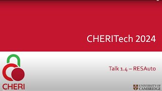 CHERITech2024 Talk 1.4 RESAuto