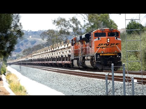 LONG BNSF Military train going into San Diego
