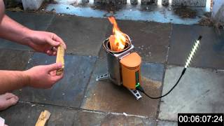 preview picture of video 'Biolite Stove - Realtime test (LED light, Droidx Charge, and 32oz Water boil)'