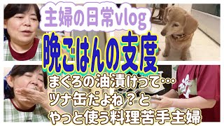 【日常vlog】晩ごはんの支度〜まぐろの油漬けってツナ缶…だよね？と、やっと使う料理苦手主婦/50代主婦雑談