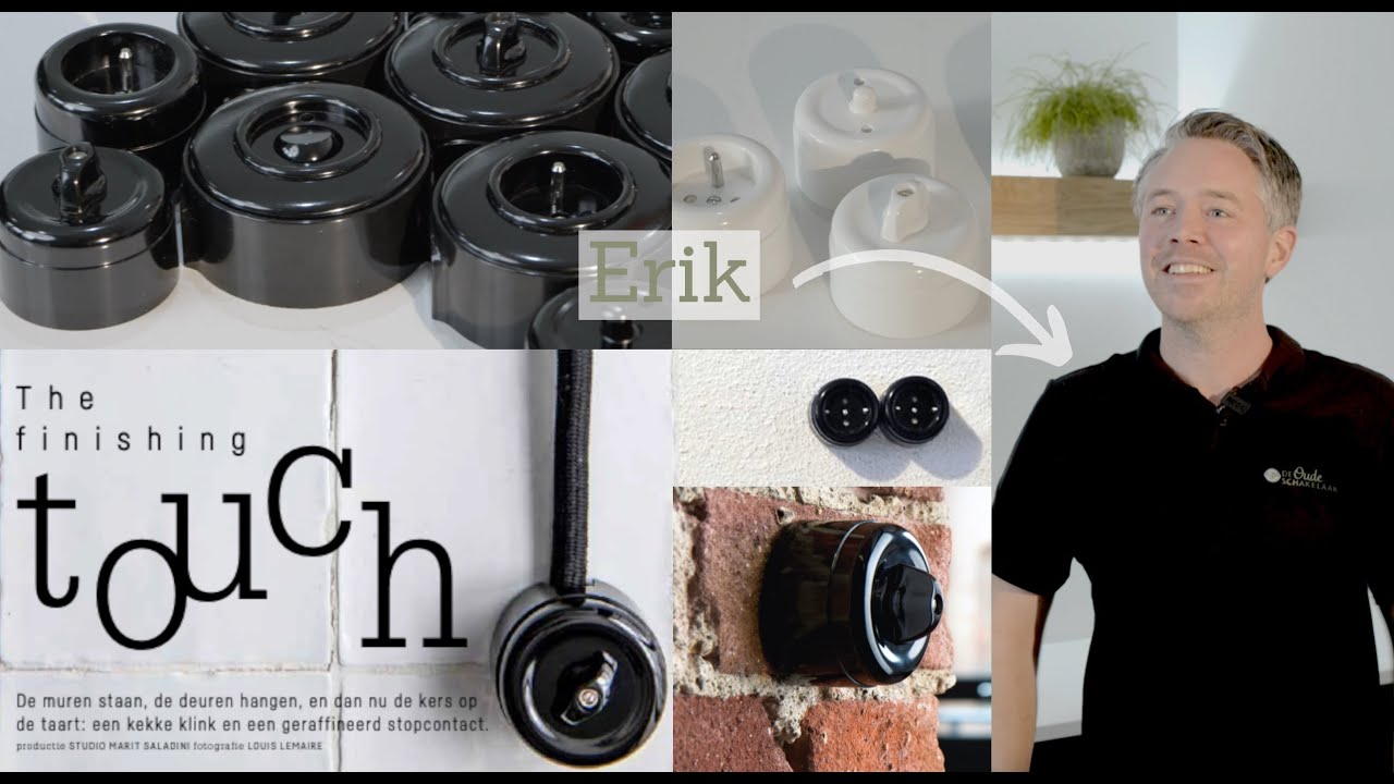 Opbouw schakelmateriaal van bakeliet | Retro | Stopcontact | Schakelaar | Zwart of Wit