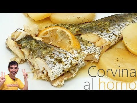 CORVINA al HORNO 🍽👍 (Pescado blanco) Receta fácil | 🍽👍 Truco Patatas