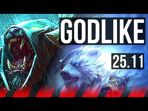 RENGAR vs VOLIBEAR (TOP) | 7 solo kills, Godlike, 600+ games | KR Master | 25.11