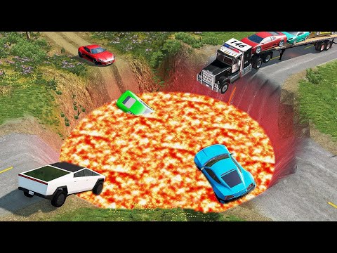 Cars vs Giant Lava Pit vs Train vs Air - BeamNG.drive 10 hours compilation