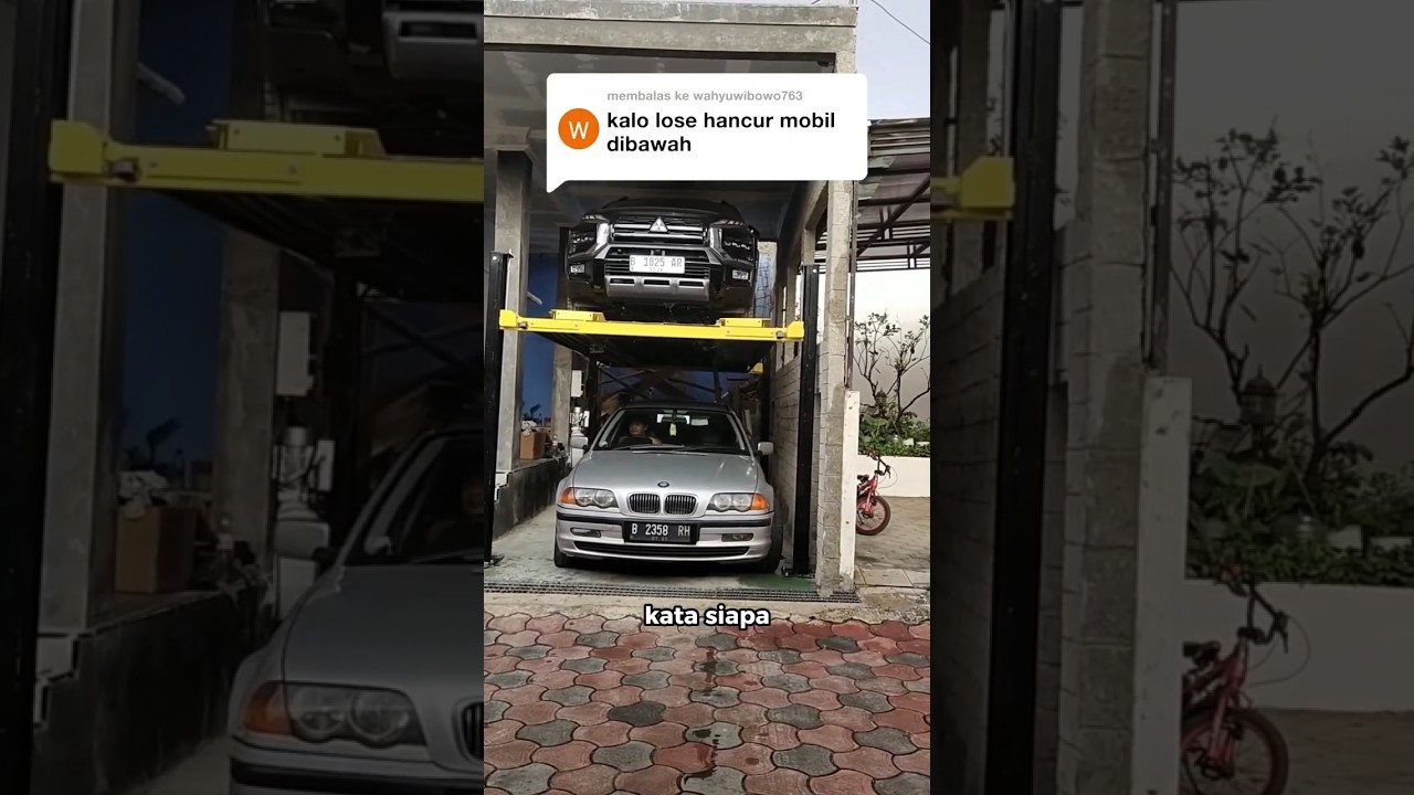 Banyak yang takut kalo mobil yang dibawah ke geprek Lift Parkir Mobil IKAME #liftparkir #parkirmobil