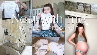 nest with me 35 weeks pregnant | washing baby's clothes, amazon baby haul, cleaning the house | VLOG