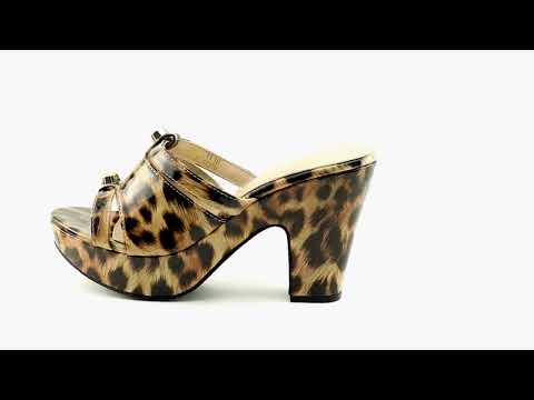Leopard Print High Heel Sandals Italian Design Rhinestone Matching High Heel Ladies