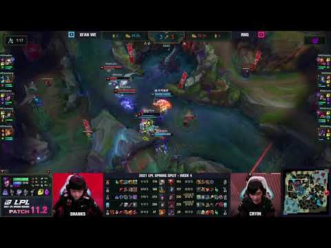 RNG Xiaohu Gragas bugged on the wall into two-man body slam ult | Week 4 Day 5 | RNG vs WE Game1