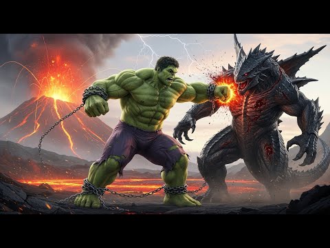 Green Hulk vs Colossal Kaiju: Lava Zone Death Match - Part 1.
