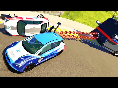 Chained Car Jump Crashes - BeamNG Drive