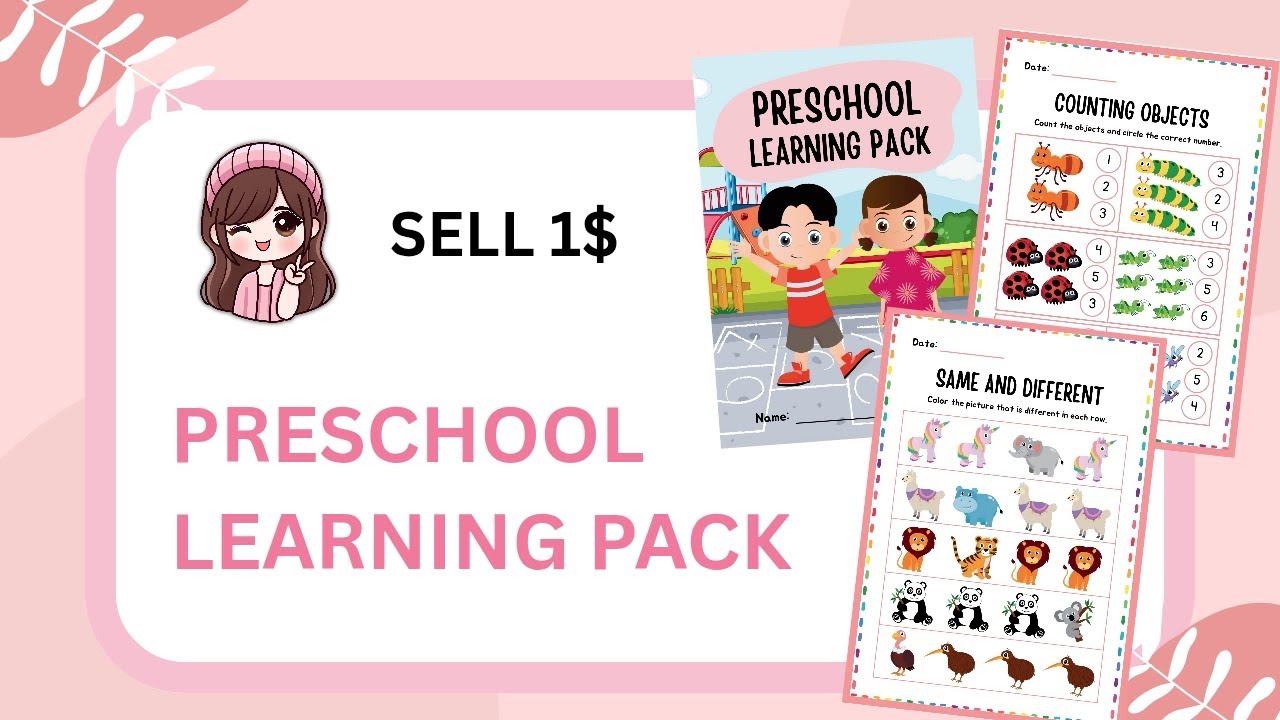 $1 Preschool Learning Pack | Numbers, Letters, Shapes + PLR | Sell on Etsy/KDP
