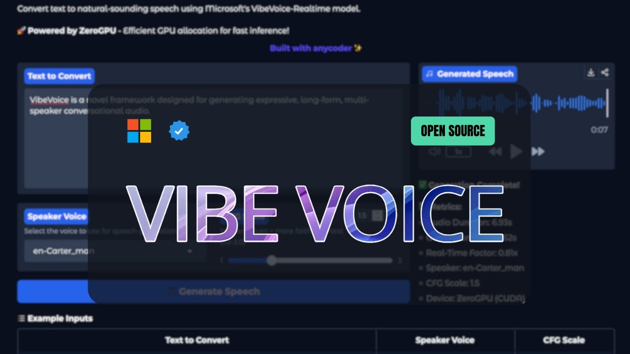 VibeVoice: Frontier Open Source Lightweight Real-Time Long-form Multi-speaker TTS