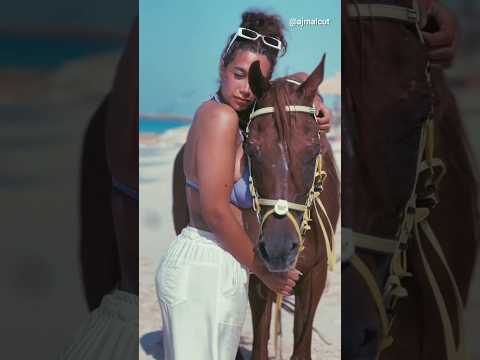 راندا عبدالسلام تتمشى على الشاطئ مع الخيل Randa Abdelslam