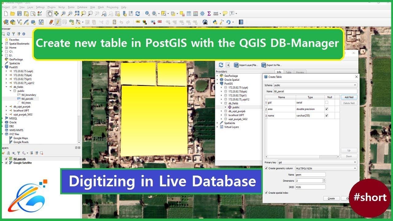 Create a New Table in PostGIS with  QGIS  DBManager | Digitizing in Live Database | @GISSchools