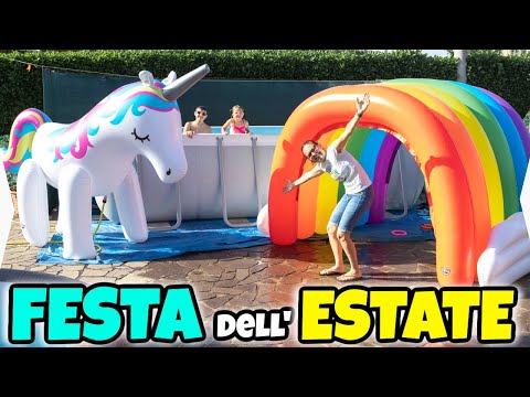 SURPRISE SUMMER PARTY with GIANT UNICORN and RAINBOW WATER
