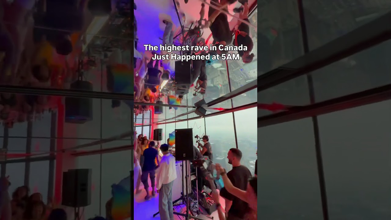 CN Tower hosted a morning rave #toronto #torontolife #edc #tommorowland #torontolife #canada #edm