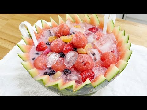 시원한 수박 화채 만들기 ( watermelon punch )