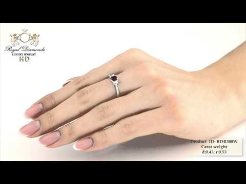 Diamantringe - RDR388W-0.43 - 18kt Weissgold Ring mit 2 Smaragd-Schliff Diamanten und einem Rubin