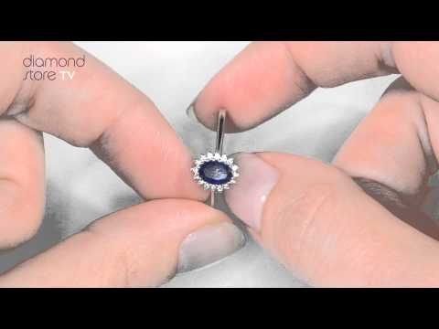 FET20 UY - 6mm x 4mm Oval Sapphire & Diamond Ring