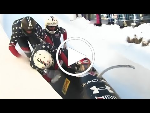 Only one man remains in the four-man bobsleigh: US pilot Kristopher Horn (31) loses his crew in t...