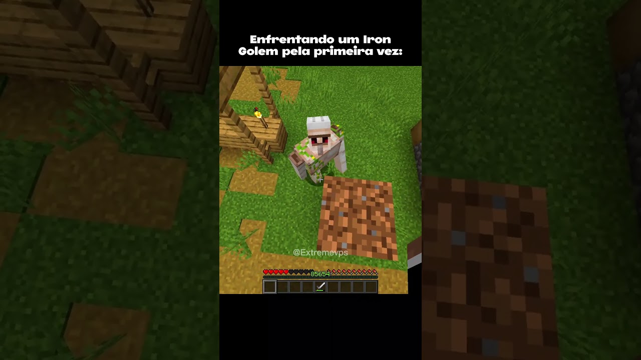 Quando você vai enfrentar um Iron Golem pela primeira vez...
