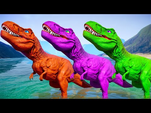 T-REX COLOR PACK vs CERATOSAURUS vs ALBERTOSAURUS vs SPINOSAURUS - Jurassic World Evolution