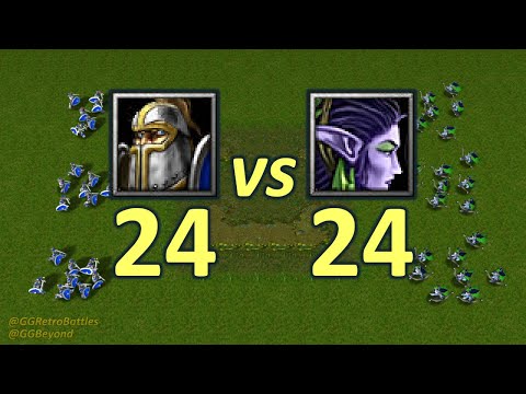 24 Footmen vs 24 Archers - Same Food - WarCraft III Retro Battles