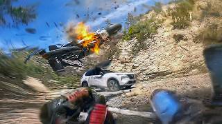 Insane Motorcycle Crashes & Scary Moments (Burning Bike Flies Over Car)