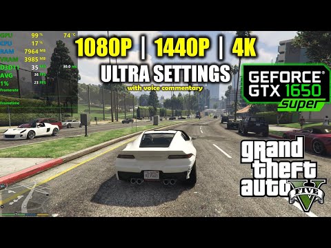 Part of a video titled GTX 1650 Super | GTA 5 / V - 1080p, 1440p, 4K - Ultra Settings - YouTube