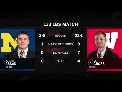 133 LBS: Austin Assad (Michigan) vs. #1 Seth Gross (Wisconsin) | 2020 B1G Wrestling