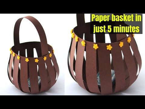 Super Easy paper basket using paper strips | Quick Paper Basket making | Craftsbyanu