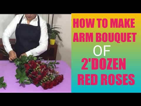HOW TO MAKE ARM BOUQUET 2'DOZ. OF RED ROSES, STEP BY STEP