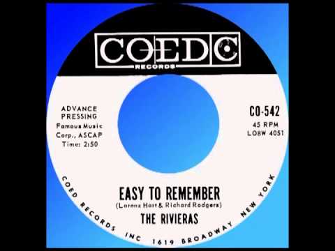 EASY TO REMEMBER, The Rivieras, COED# 542   1960
