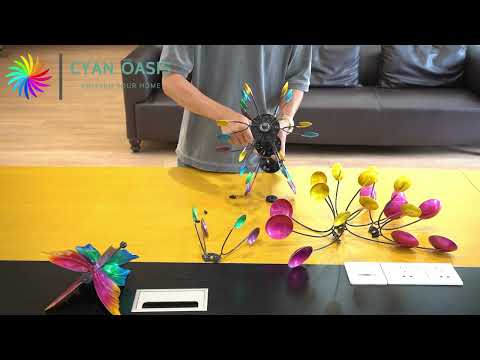 Video of installation | Vertical Three-story Butterfly Wind Spinner