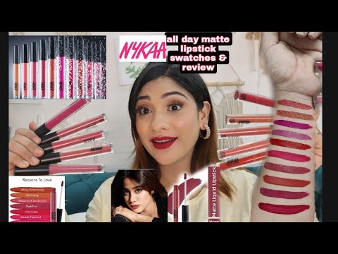 Nykaa New all day matte lipstick swatches All Ten shades || price 349 Rs. || *Non sponsored*