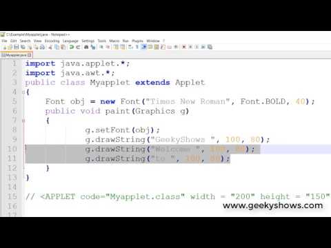 Font Constructor and setFont in Java Applet Hindi