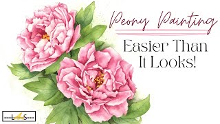 Easier than it Looks! How to Paint Beautiful Peonies! Watercolor Flowers!