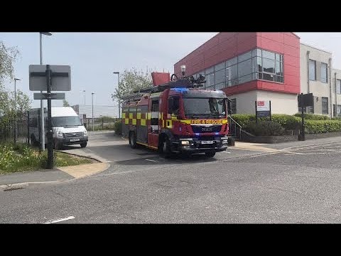 Rosenbauer AT stinger turning out - Lancashire fire and rescue service