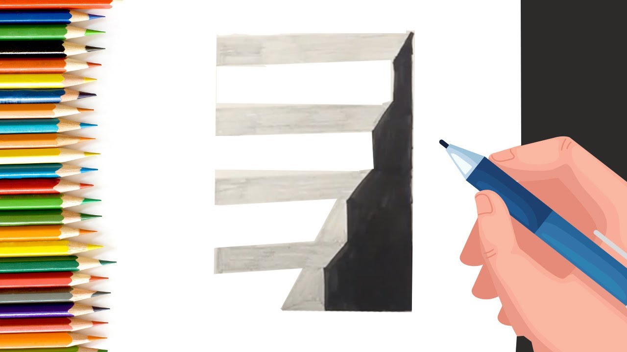 How To Draw 3D Stairs - Anamorphic Illusion - 3D Trick Art on