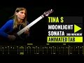 LUDWIG VAN BEETHOVEN - MOONLIGHT SONATA - 3RD MOVEMENT - TINA S  - Animated Tab - Guitar Tutorial