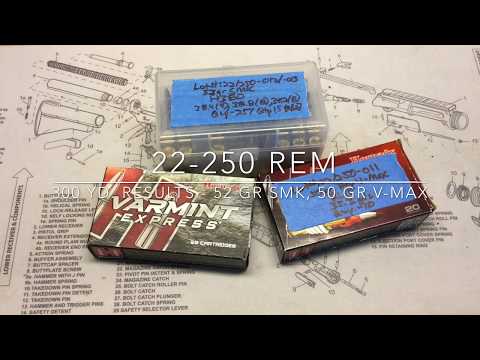 .22-250 Rem - 300 yd. Results - 52 SMK and 50 V-Max