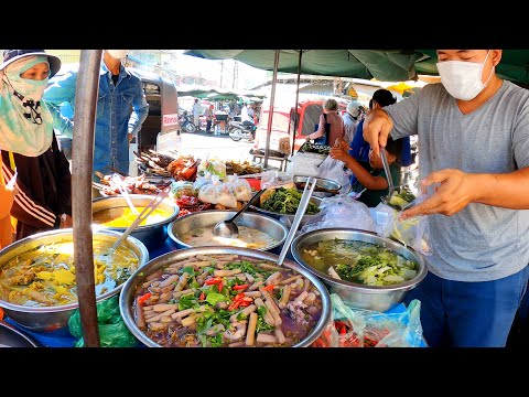 So Much Delicious Street Food for Lunchtime at Olympic Market Phnom Penh, Cambodia