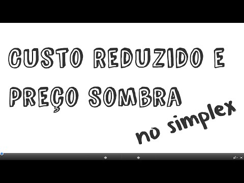 Pesquisa Operacional - Custo Reduzido & Preço Sombra no Simplex