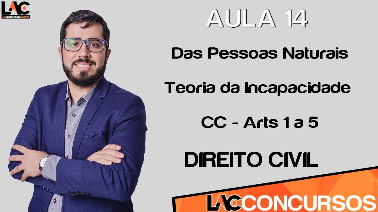 Aula 14 - Direito Civil - Das Pessoas Naturais - Teoria da Incapacidade - CC   Arts 1 a 5