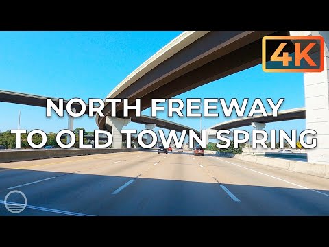I-45 North from Houston, Texas to Old Town Spring, Texas an UltraHD 4K Real Time Driving Tour.