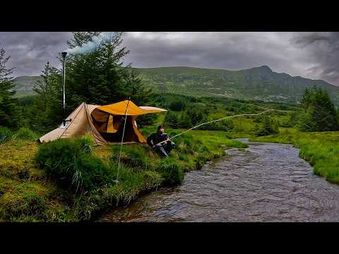 Off-Grid Camping by a Remote Stream | Fishing & Bushcraft